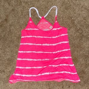 Pink Tank With White Stripes